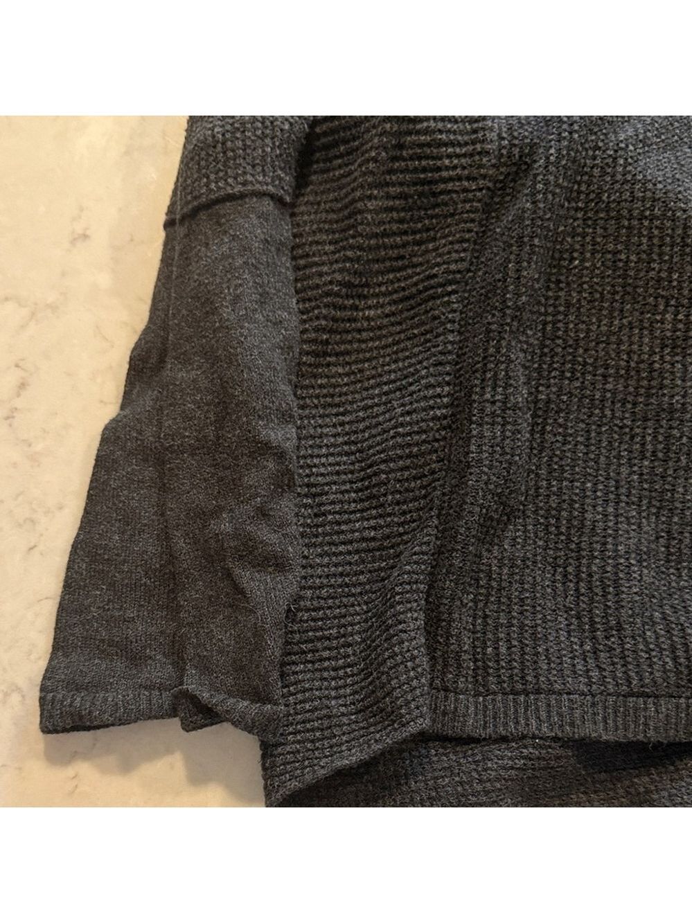 Eileen Fisher Black Waffle Knit Hooded Cardigan Large - Picture 12 of 12
